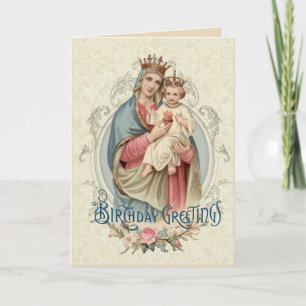 Carte Religieux Vierge Marie Jésus Anniversaire