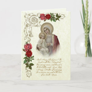 Carte Religieux Vierge Marie Jésus Je vous salue Marie