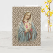 Carte Religieux Vintage Vierge Marie Catholique (Fleur jaune)