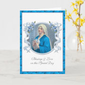 Carte Religieux Vintage Vierge Marie Doves Fleurs (Fleur jaune)