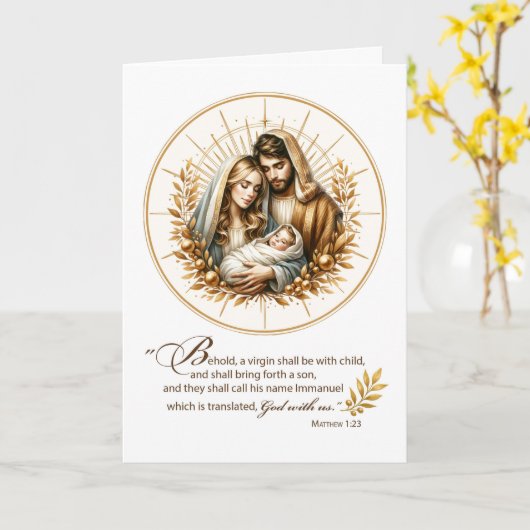 Carte Religious Christmas Scripture Golden Light Circle (Fleur jaune)
