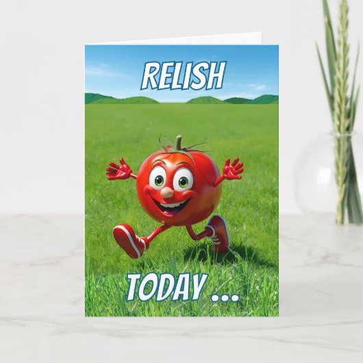 Carte Relish Today Tomato Ketchup Pun Cartoon (Devant)