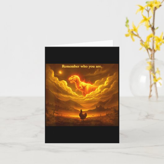 Carte Remember Who You Are Funny Evolution Meme Chicken  (Fleur jaune)