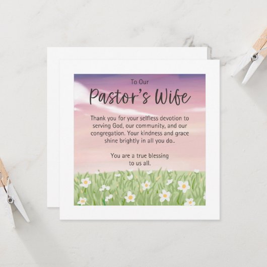 Carte Remerciement à la femme de pasteur (Devant/Arrière en situation)