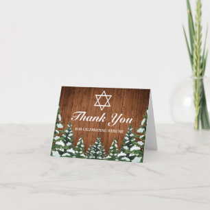 Carte Remerciement Bar Mitzvah Forêt Bois enneigé