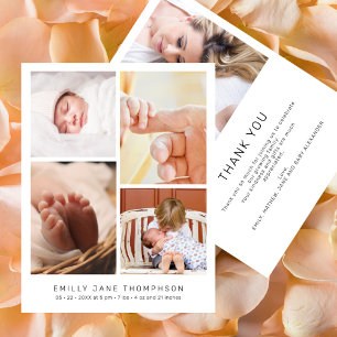 Carte Remerciement chic et moderne pour 5 photos de Baby