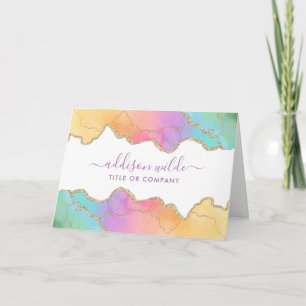 Carte Remerciement Client Agate Aquarelle Arc-en-Ciel Et