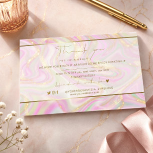 Carte Remerciement d'affaires Élégant Marbre Rose Or Log