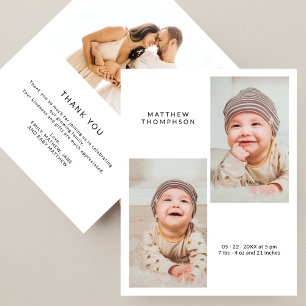 Carte Remerciement de Baby Shower Moderne 3 Photos