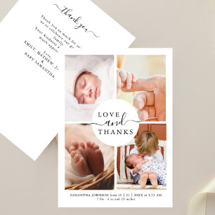 Carte Remerciement de Baby Shower Moderne Chic 4 Photos