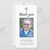 Carte Remerciement de deuil de photo florale bleue éléga (Devant)