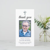 Carte Remerciement de deuil de photo florale bleue éléga (Debout devant)