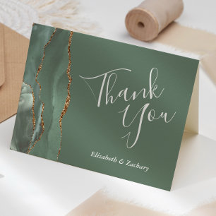 Carte Remerciement de mariage à la pierre d'agate verte