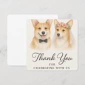Carte Remerciement de mariage aquarelle Corgi (Devant / Derrière)