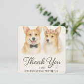 Carte Remerciement de mariage aquarelle Corgi (Debout devant)