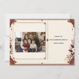 Carte Remerciement de mariage Art Déco élégant en bordea