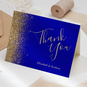 Carte Remerciement de mariage bleu royal avec bordure pa
