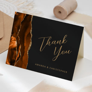 Carte Remerciement de mariage Burnt Orange Gold Agate So