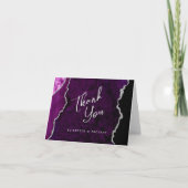 Carte Remerciement de mariage écriture Agate Argent Viol (Devant)