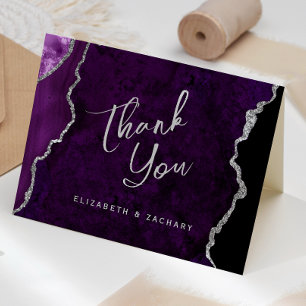Carte Remerciement de mariage écriture Agate Argent Viol