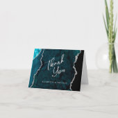 Carte Remerciement de mariage écriture Agate Bleu sarcel (Devant)