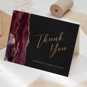 Carte Remerciement de mariage écriture goudronnée Burgun