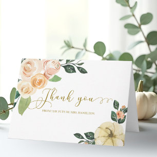 Carte Remerciement de Mariage Floral de Pêche de la Citr
