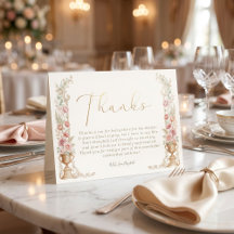 Remerciement de mariage floral rose