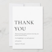 Carte Remerciement de mariage minimaliste photo noir bla (Devant)