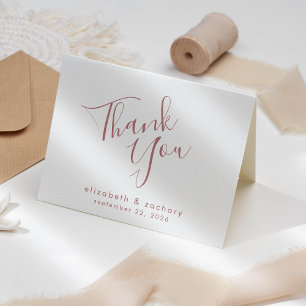 Carte Remerciement de mariage moderne écriture Dusty Ros