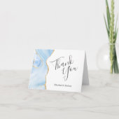 Carte Remerciement de mariage or Baby Blue Agate (Devant)