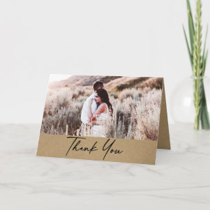 Carte Remerciement de mariage photo Kraft rustique moder