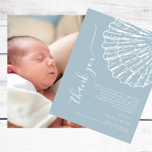 Carte Remerciement de photo de Baby Shower Bleu Coastal