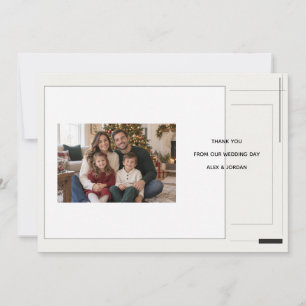 Carte Remerciement de portrait de mariage éditorial noir