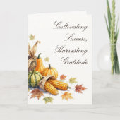Carte Remerciement de Thanksgiving pour clients d'entrep (Devant)