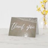 Carte Remerciement écriture décontractée Sable et écume (Fleur jaune)