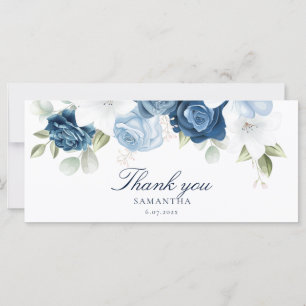 Carte Remerciement Élégant de Fête de Mariage Floral Ble