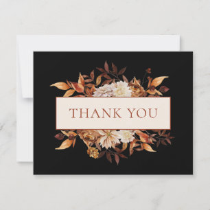 Carte Remerciement Floral Feuilles Terracotta Automne No