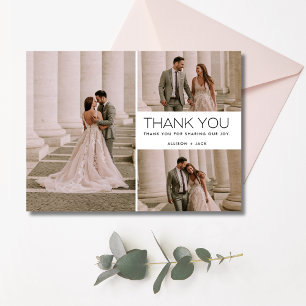 Carte Remerciement Mariage Collage Multi Photo