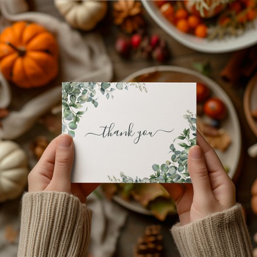 Carte Remerciement Mariage Eucalyptus Aquarelle