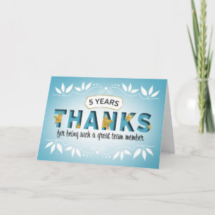 Carte Remerciements au 5e anniversaire de l'employé