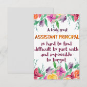 Carte Remerciements au Secrétaire principal adjoint (Devant / Derrière)