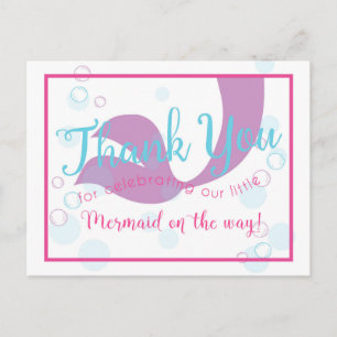 Carte Remerciements Baby shower Mermaid