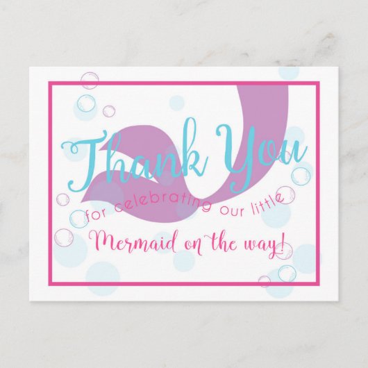 Carte Remerciements Baby shower Mermaid (Devant)