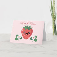 Remerciements de Baby Shower Kawaii Strawberry