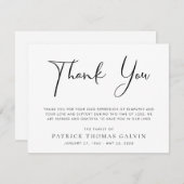 Carte Remerciements de Funérailles Élégants (Devant / Derrière)