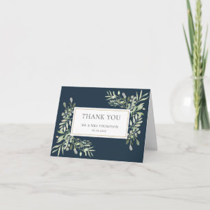 Carte Remerciements de mariage aux feuilles de verdure m