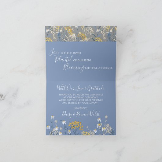 Carte Remerciements de mariage botanique Daisy jaune et (Intérieur)