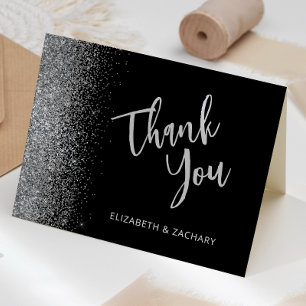Carte Remerciements de mariage en écriture pailletée arg