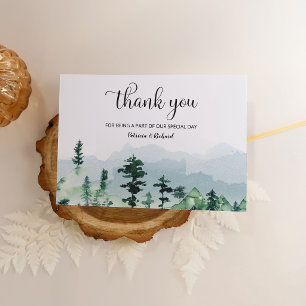 Carte Remerciements de mariage en plein air dans la forê